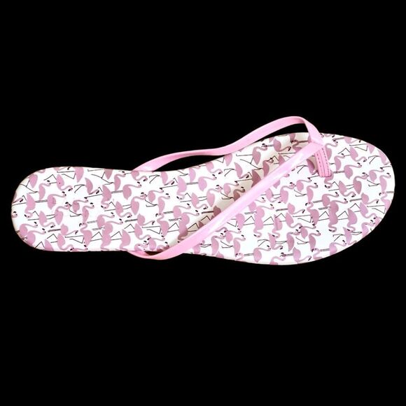 LAUREN CONRD Cute Pink & White Flamingo Flip flop Sandals. - Picture 4 of 11